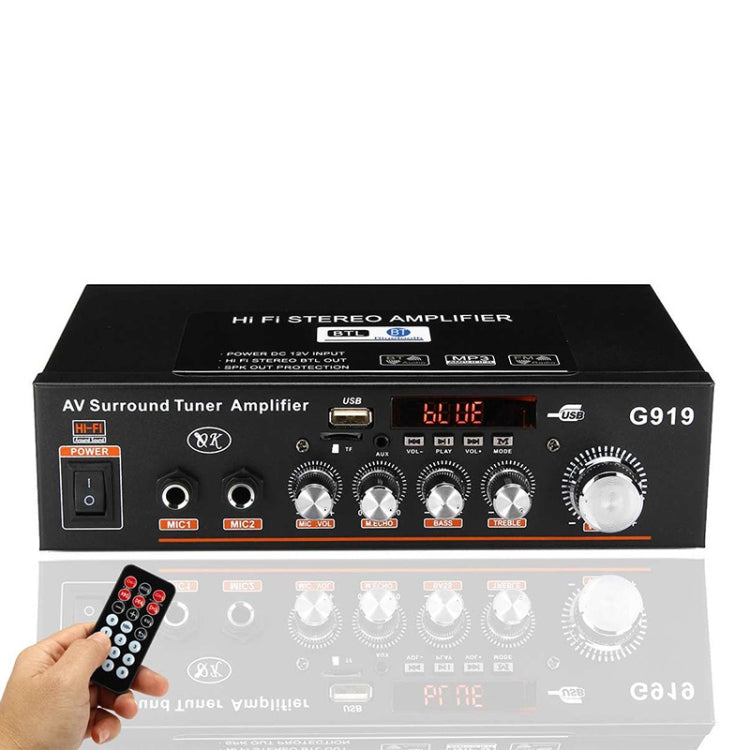 Amplificador de Potência Digital Inteligente G919 com Bluetooth / USB / SD / FM Incorporados, Mini Amplificador de Potência, Plugue UE