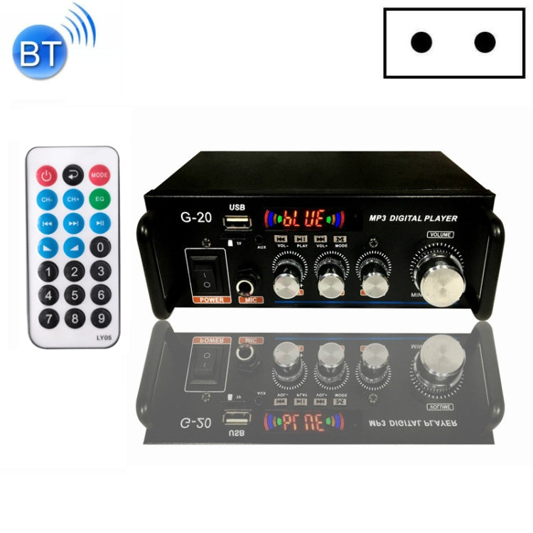 Amplificador de Potência Digital Inteligente G20 com Bluetooth / USB / SD / FM Incorporados, Plugue UE