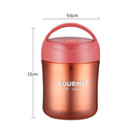 Copo Isolante GOURMET em Aço Inoxidável com Dupla Vedação para Sopa, Vermelho, Amarelo, Azul