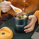 Copo Isolante GOURMET em Aço Inoxidável com Dupla Vedação para Sopa, Vermelho, Amarelo, Azul