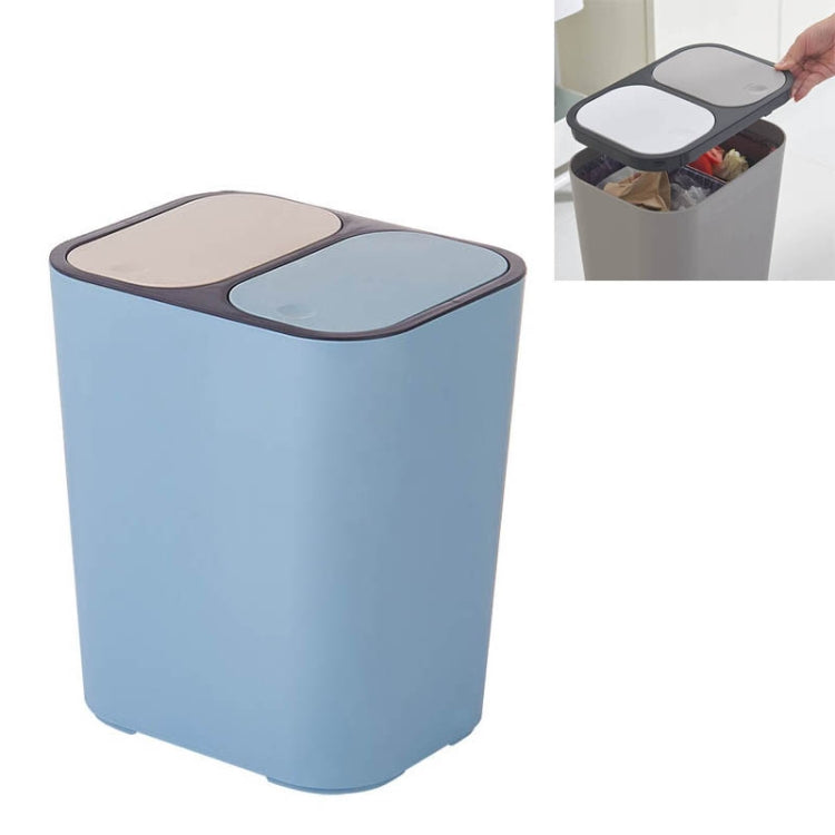 Contentor de lixo com prensa para classificação de seco e molhado, cesto de papel para cozinha doméstica, azul, branco, cinzento, bege