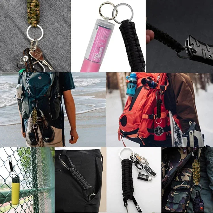 Outdoor Multifunctional Nylon Umbrella Rope Carabiner Key Chain, Nylon Umbrella Rope(Army green), Nylon Umbrella Rope(Black), Nylon Umbrella Rope(Brown), Nylon Umbrella Rope(Deep Blue)