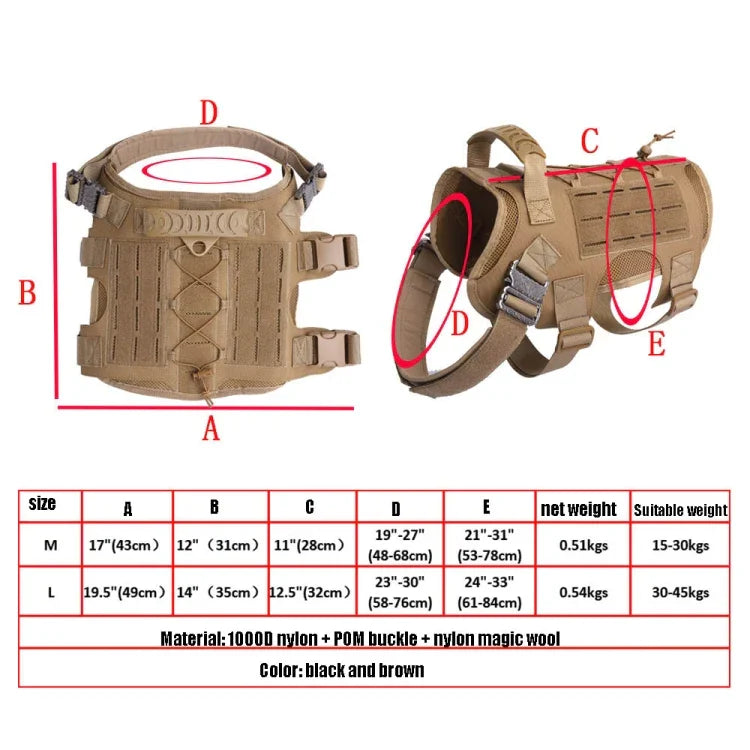 Colete de Treino para Cães Equipamento para Exterior Roupas para Animais de Estimação, M, L