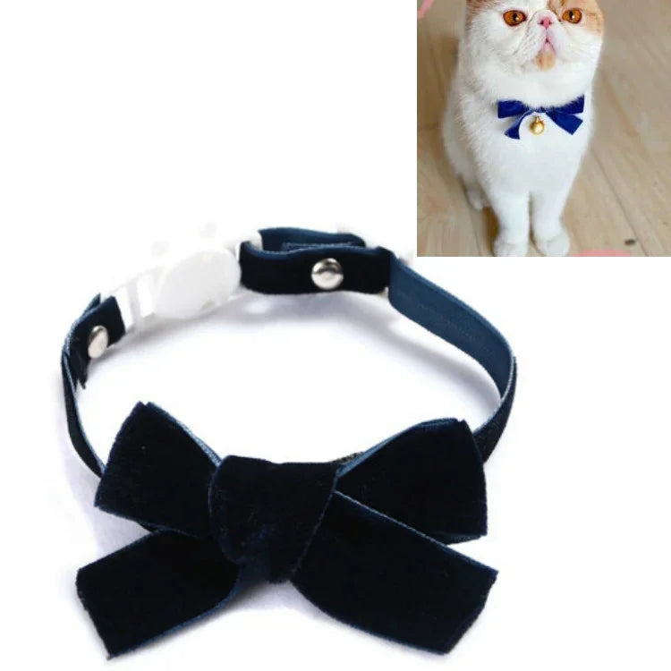 Coleira Ajustável para Animais de Estimação com Laço de Veludo Acessórios para Gato, Cão e Coelho, S 17-30cm Laço, S 17-30cm Laço com Sino