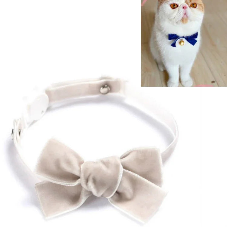 Coleira Ajustável para Animais de Estimação com Laço de Veludo Acessórios para Gato, Cão e Coelho, S 17-30cm Laço, S 17-30cm Laço com Sino