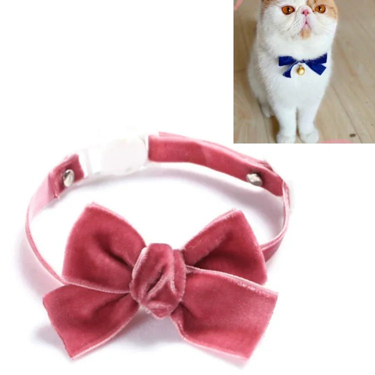 Coleira Ajustável para Animais de Estimação com Laço de Veludo Acessórios para Gato, Cão e Coelho, S 17-30cm Laço, S 17-30cm Laço com Sino