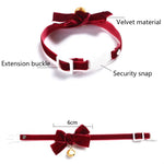 Coleira Ajustável para Animais de Estimação com Laço de Veludo Acessórios para Gato, Cão e Coelho, S 17-30cm Laço, S 17-30cm Laço com Sino