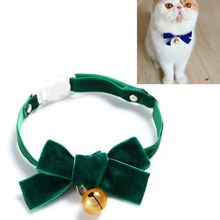 Coleira Ajustável para Animais de Estimação com Laço de Veludo Acessórios para Gato, Cão e Coelho, S 17-30cm Laço, S 17-30cm Laço com Sino