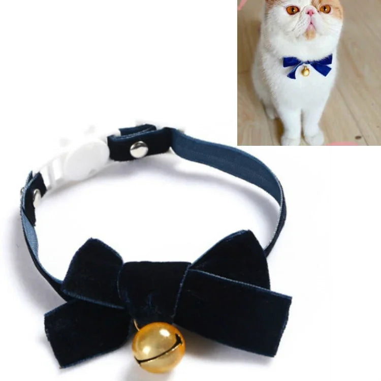 Coleira Ajustável para Animais de Estimação com Laço de Veludo Acessórios para Gato, Cão e Coelho, S 17-30cm Laço, S 17-30cm Laço com Sino