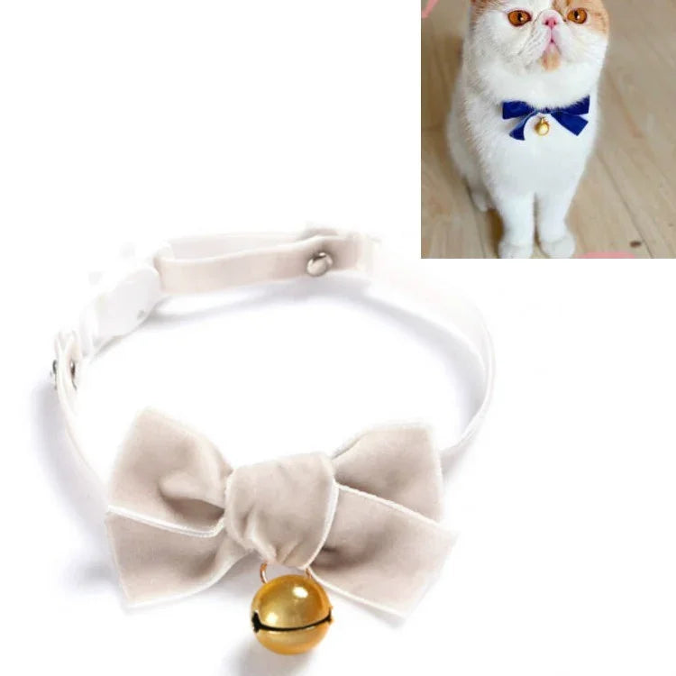 Coleira Ajustável para Animais de Estimação com Laço de Veludo Acessórios para Gato, Cão e Coelho, S 17-30cm Laço, S 17-30cm Laço com Sino