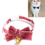 Coleira Ajustável para Animais de Estimação com Laço de Veludo Acessórios para Gato, Cão e Coelho, S 17-30cm Laço, S 17-30cm Laço com Sino