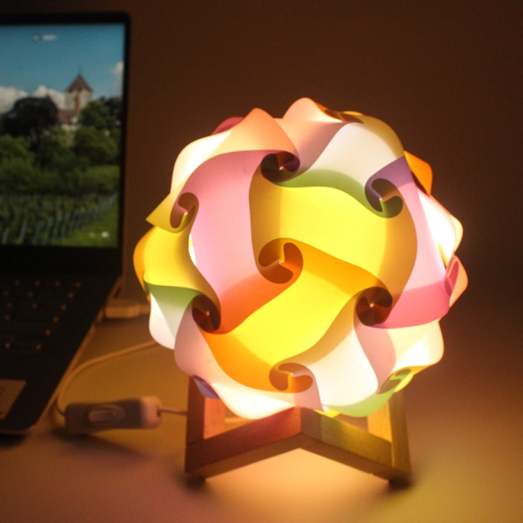 Luz Noturna Criativa para Quarto, Lâmpada Redonda Romântica USB para Decoração de Sala com Base de Madeira, Kit de Material DIY, Produto Acabado