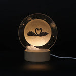 3D Atmosphere Decorative Light Acrylic Inner Carved LED Night Light Creative Girl Table Lamp, Double Deer, Whale Girl, Deer, Cartoon Astronaut, Good Night, Flamingo, Full Moon, Tree Cat, Swan, Stars And Moon, Full Moon Swan, Moon Girl