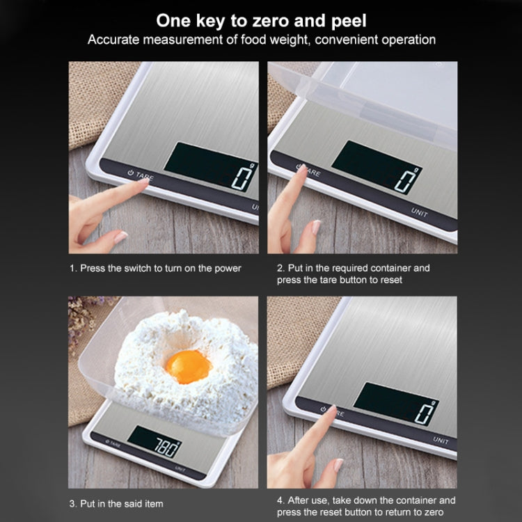 Stainless Steel Kitchen Scale Household Food Electronic Scale, 5kg/1g, 10kg/1g