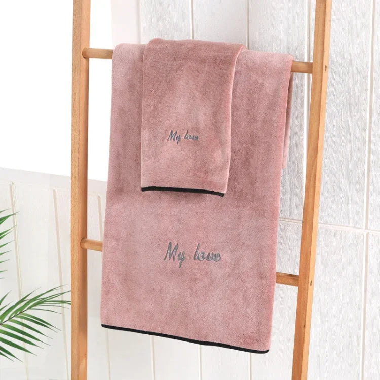 Toalha de Banho de Fibra Absorvente Macia e Espessa, Toalha + Toalha de Banho