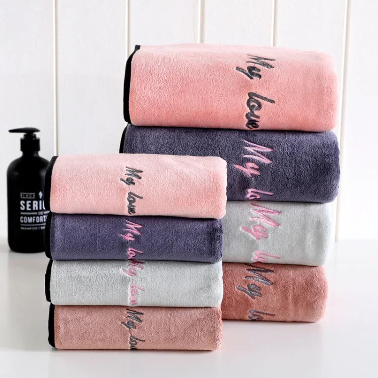 Toalha de Banho de Fibra Absorvente Macia e Espessa, Toalha + Toalha de Banho