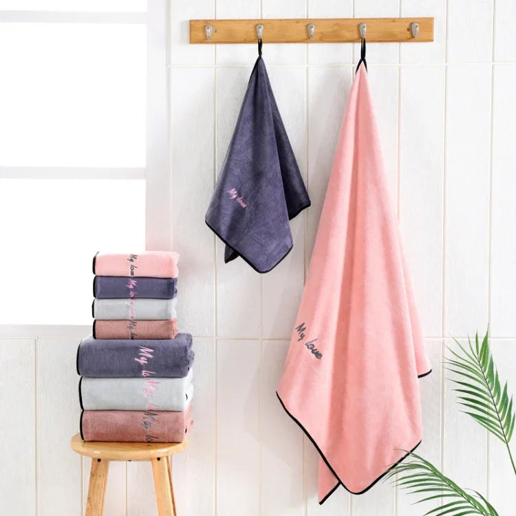 Toalha de Banho de Fibra Absorvente Macia e Espessa, Toalha + Toalha de Banho