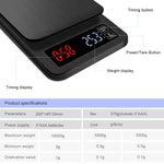 Balança de Café Manual para Uso Doméstico, Balança Inteligente USB com Temporizador, 3kg/0,1g, 5kg/0,1g, 10kg/1g