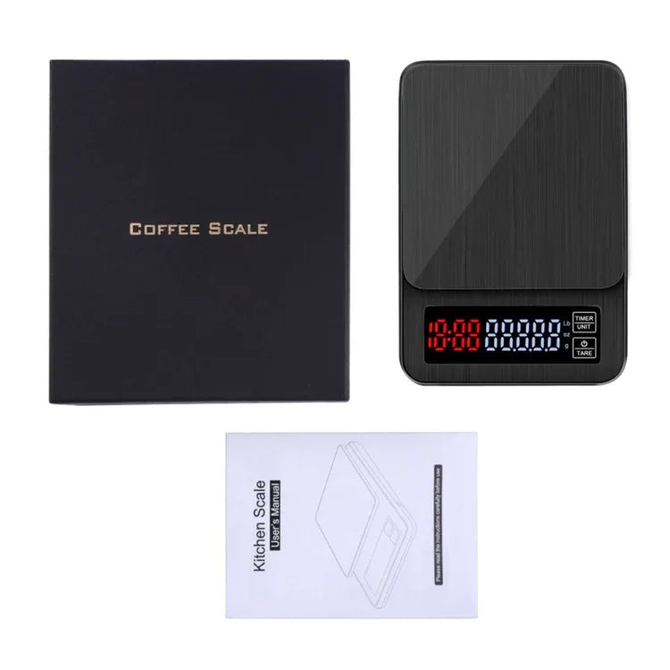 Balança de Café Manual para Uso Doméstico, Balança Inteligente USB com Temporizador, 3kg/0,1g, 5kg/0,1g, 10kg/1g