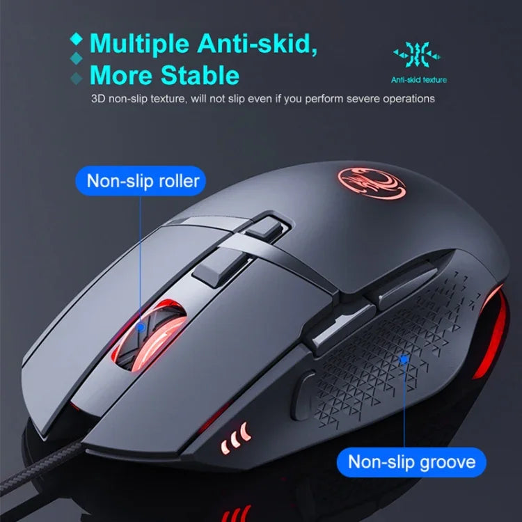 Rato Gaming USB com Fios iMICE T91 8 Teclas 7200DPI Luminoso, Comprimento do Cabo: 1,8m
