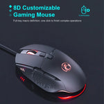 Rato Gaming USB com Fios iMICE T91 8 Teclas 7200DPI Luminoso, Comprimento do Cabo: 1,8m