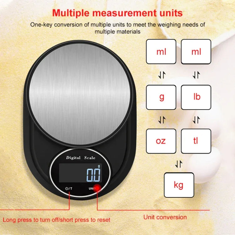 Balança Electrónica de Cozinha de Alta Precisão em Aço Inoxidável para Joias, Com Borda 5kg/1g, Sem Borda 5kg/1g, Com Borda 3kg/0,1g, Sem Borda 3kg/0,1g, Com Borda 5kg/0,1g, Sem Borda 5kg/0,1g