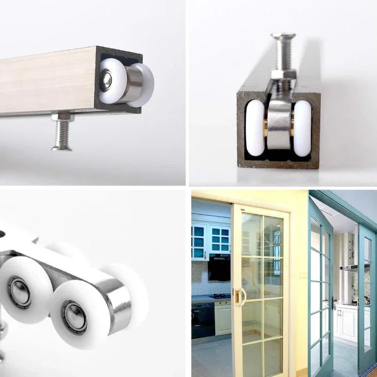 Roda de Suspensão para Porta Deslizante em Aço Inoxidável, Silenciosa, Suave e Resistente ao Desgaste, Polia para Porta Deslizante, Trilho de Nylon, 4 Rodas, 8 Rodas