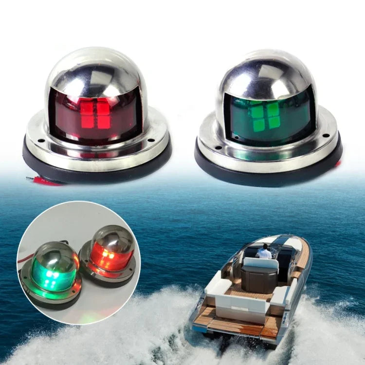 1 Par de Luzes de Navegação LED em Aço Inoxidável Vermelha e Verde para Sinalização de Vela para Barco Marinho Iate Luz de Aviso, DC 12V, 1 Par 12V