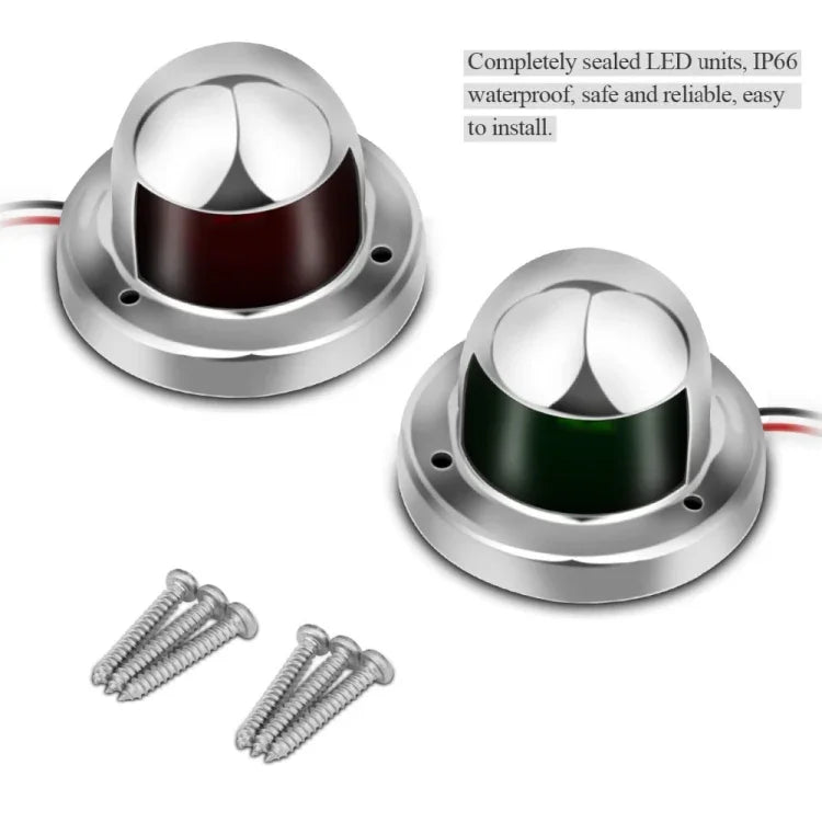 1 Par de Luzes de Navegação LED em Aço Inoxidável Vermelha e Verde para Sinalização de Vela para Barco Marinho Iate Luz de Aviso, DC 12V, 1 Par 12V