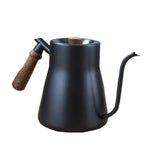 Cafeteira Manual em Aço Inoxidável 304 com Cabo de Madeira, Cafeteira com Teflon, Bico Longo e Delgado, Sem Termómetro, Com Termómetro