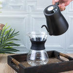Cafeteira Manual em Aço Inoxidável 304 com Cabo de Madeira, Cafeteira com Teflon, Bico Longo e Delgado, Sem Termómetro, Com Termómetro