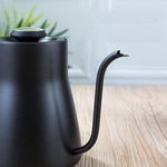 Cafeteira Manual em Aço Inoxidável 304 com Cabo de Madeira, Cafeteira com Teflon, Bico Longo e Delgado, Sem Termómetro, Com Termómetro
