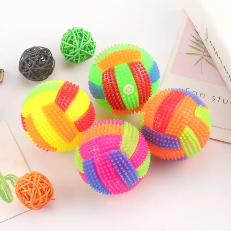 10 PCS Bola de Voleibol Luminescente, Bola Saltitante, Bola de Massagem com Apito e Espinhos, Entrega de Cor Aleatória, Diâmetro 6.5cm, Diâmetro 7.5cm