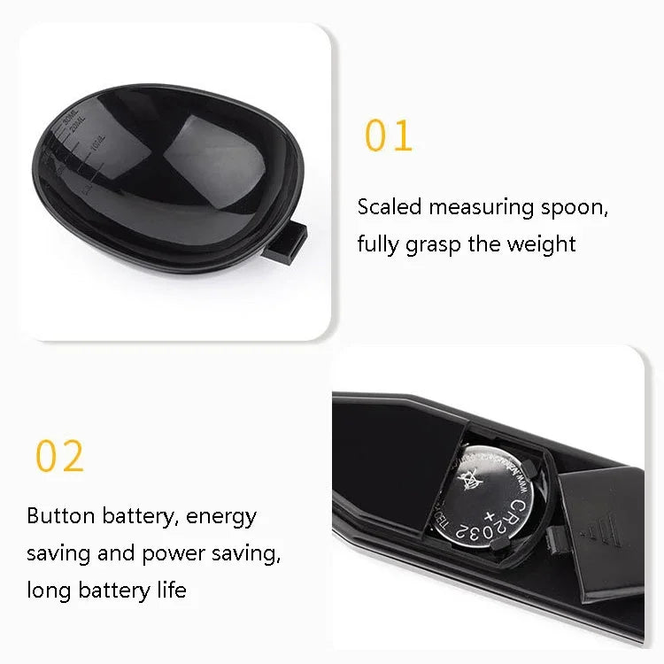 Colher de Medição Eletrónica ABS, Ferramenta de Pesagem e Medição, Especificação: 500g/0,1g, 500g/0,1g ABS Branco, 500g/0,1g ABS Preto