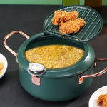 Panela Fritadeira Doméstica Antiaderente com Controlo de Temperatura, Mini Panela de Fritar, 20cm
