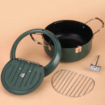 Panela Fritadeira Doméstica Antiaderente com Controlo de Temperatura, Mini Panela de Fritar, 20cm