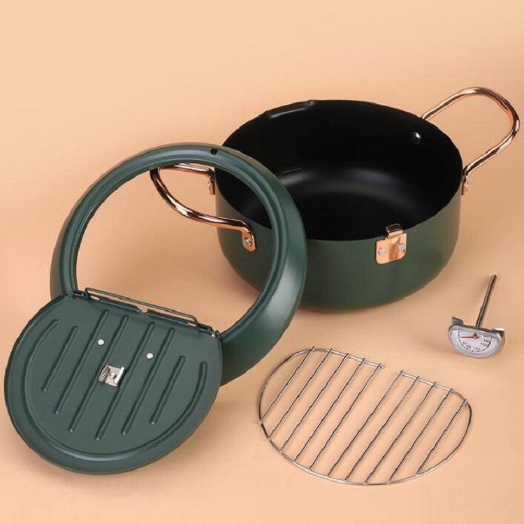 Panela Fritadeira Doméstica Antiaderente com Controlo de Temperatura, Mini Panela de Fritar, 20cm