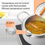 Panela Fritadeira Doméstica Antiaderente com Controlo de Temperatura, Mini Panela de Fritar, 20cm