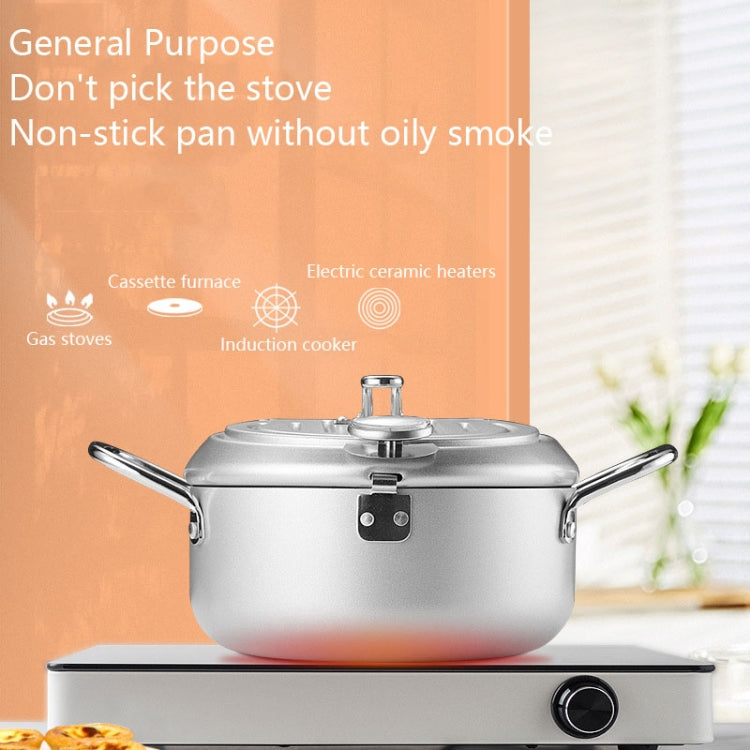 Panela Fritadeira Doméstica Antiaderente com Controlo de Temperatura, Mini Panela de Fritar, 20cm