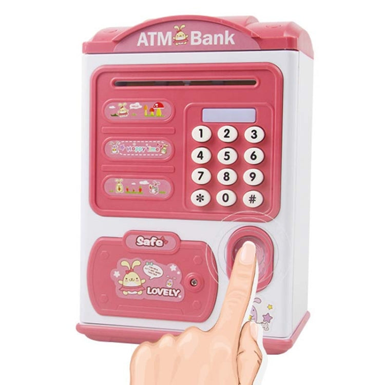 Cofre Automático com Sensor de Impressão Digital e Senha Simulada, Cofre Automático para Dinheiro com Rolagem, Cofre ATM, Rosa, Azul