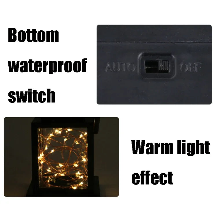 Luz de Vela com Fio de Cobre Solar para Jardim Exterior, Impermeável, Luz Decorativa para Relvado, Fio de Cobre / Luz Quente