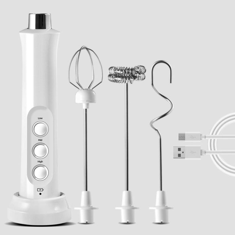 Batedor Elétrico Doméstico para Cozinha, Mini Batedor Manual Sem Fios com Carregamento, Espumador de Leite, Branco, Preto
