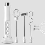 Whisk Household Electric Baking Mini Wireless Hand-Held Charging Stirrer Milk Frother, White, Black