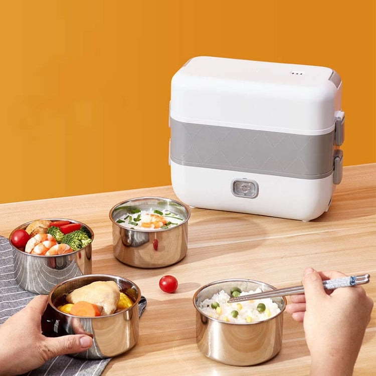 Lunch Box With Electric Heating And Heat Preservation Can Be Plugged In Barrel Office Worker Rice Cooker, EU Plug Double-gut