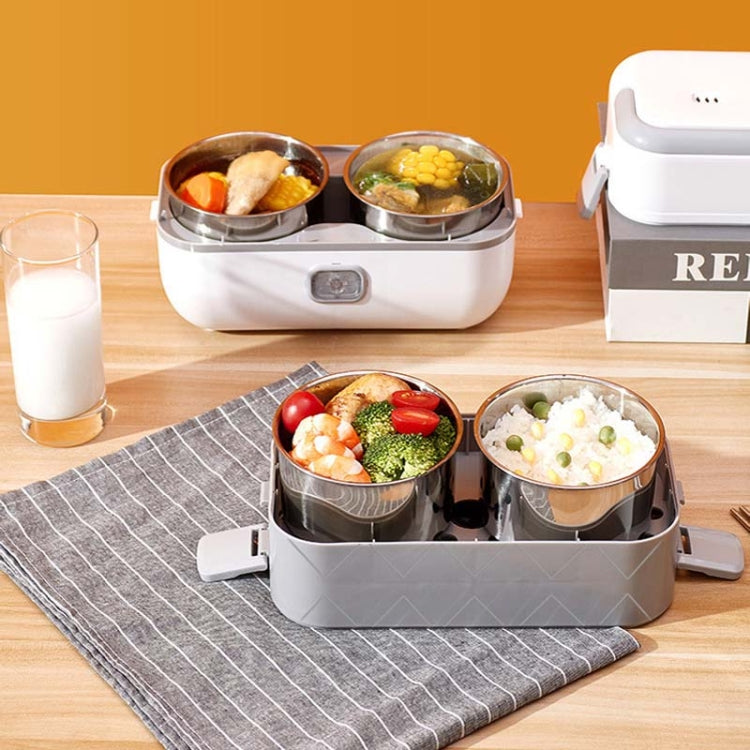 Lunch Box With Electric Heating And Heat Preservation Can Be Plugged In Barrel Office Worker Rice Cooker, EU Plug Double-gut