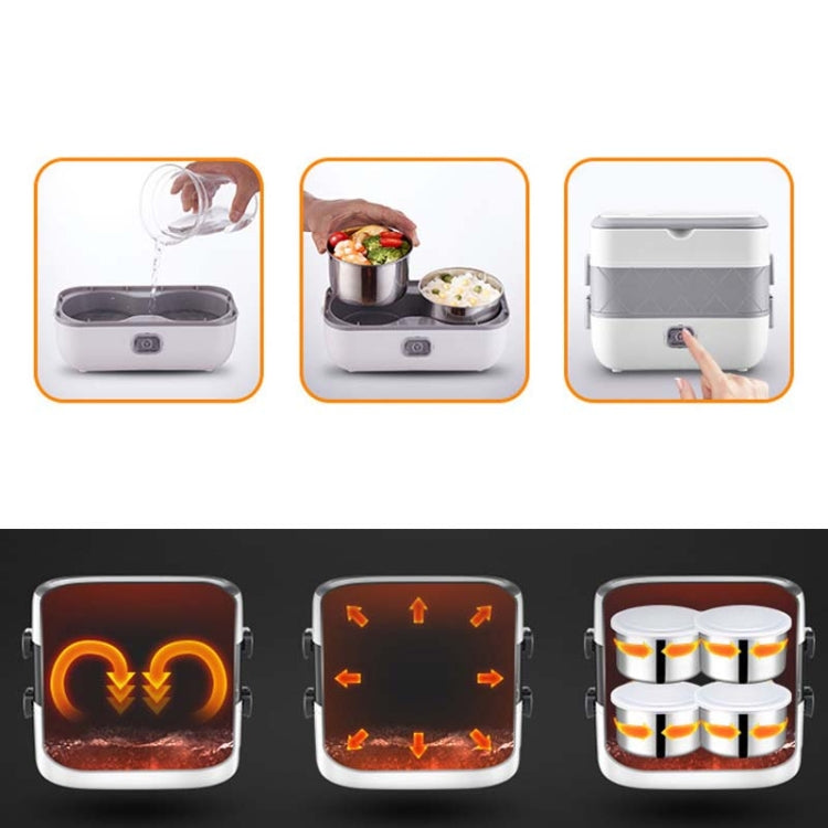 Lunch Box With Electric Heating And Heat Preservation Can Be Plugged In Barrel Office Worker Rice Cooker, EU Plug Double-gut