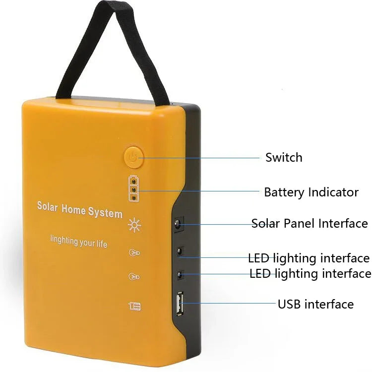 Sistema Solar Pequeno Multifuncional para Casa, Luz de Emergência Portátil, 3W, Amarelo, Verde, Vermelho