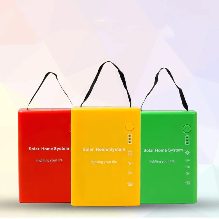 Sistema Solar Pequeno Multifuncional para Casa, Luz de Emergência Portátil, 3W, Amarelo, Verde, Vermelho