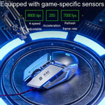 Rato com fios Inphic W-02 para escritório em casa, 6 teclas, programação macro luminosa USB, mecânico para jogos, W-02 (cinzento metálico)