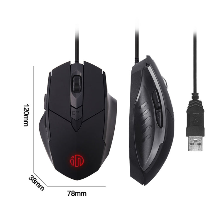 Rato com fios iluminado Inphic PW1 para jogos, definição macro silenciosa, comprimento do cabo: 1,5 m, versão silenciosa preta para negócios, versão silenciosa preta para jogos, versão silenciosa cinzento titânio para jogos